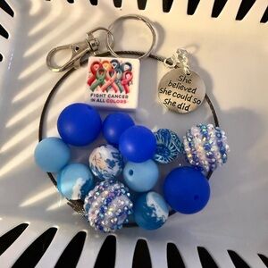 DIY craft kit - Silicone Beaded Wristlet Keychain. Colorectal
Cancer Awareness